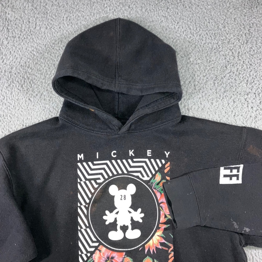 Neff Mickey Mouse Hoodie Men M Black Disney‎ Graphic Sweatshirt Grunge Thrashed